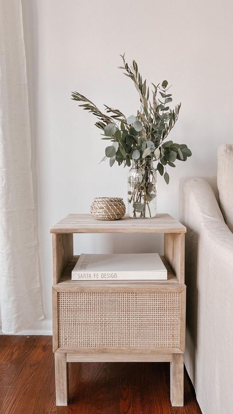 @emilyfaith22 shared a video on Instagram: “I loved transforming this IKEA tarva nightstand into this cane side table! Check out my YouTube video for the full tutorial ❤️#ikeahack…” • Jan 29, 2022 at 12:59am UTC Tarva Nightstand Hack, Ikea Tarva Nightstand, Tarva Nightstand, Cane Side Table, Nightstand Hack, Ikea Tarva, Flat Decor, Redecorate Bedroom, Natural Home Decor