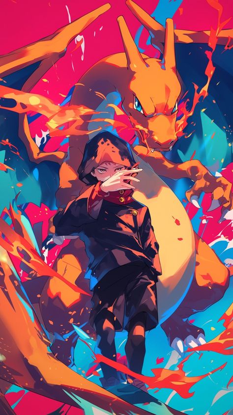 Charizard in the style of Jujutsu Kaisen made by Silverbloom Shiny Charizard Art, Charizard Art, Pokemon Charizard, 1080p Anime Wallpaper, Team Rocket, My Pokemon, Pokemon Art, Cartoon Network, Jujutsu