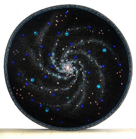 Beautiful space, spiral galaxy beadwork bead embroidery with swarovski crystals. My art. Вышивка бисером и ... Embroidery Galaxy, Universe Embroidery, Planets Embroidery, Milky Way Embroidery, Astronomy Embroidery, Spiral Galaxy, Beadwork Embroidery, 자수 디자인, Embroidery Fabric