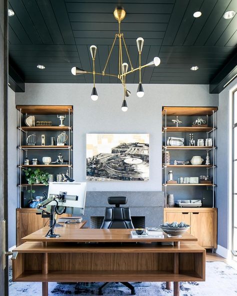 Mid Century Modern Home Office, Industrial Office Decor, Bedroom Inspirations Minimalist, Home Office Modern, Mid Century Modern Office, Modern Home Offices, Modern Office Decor, Interior Design Per La Casa, Contemporary Home Office