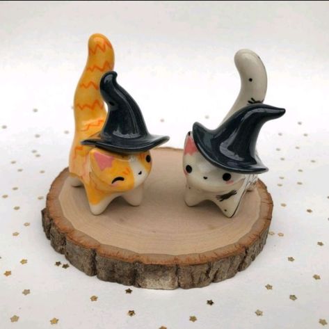 Library Ornaments, Studio Mimmi, Tiny Sculptures, Porcelain Cats, Ceramic Cats, Halloween Clay, Sculpture Art Clay, Clay Diy Projects, Clay Animals