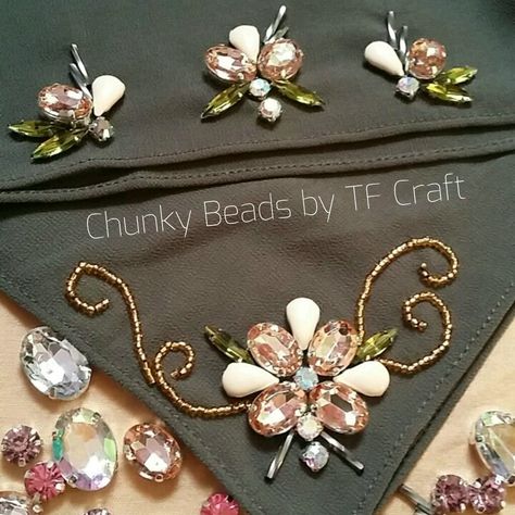 Chunky Beads by TF Craft «♡» Payet Kebaya, Sewing Challenge, Modern Kebaya, Kebaya Brokat, Embroidery Fashion Detail, Batik Couple, Hand Beaded Embroidery, Easter Jewelry, Motifs Perler