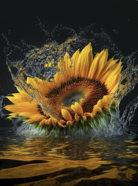 Burning Sunflower, Strokes Painting, Idea Paint, Sunflower Artwork, Sunflower Quotes, Brush Strokes Painting, Sunflower Images, Wonderland Artwork, Sunflowers And Roses