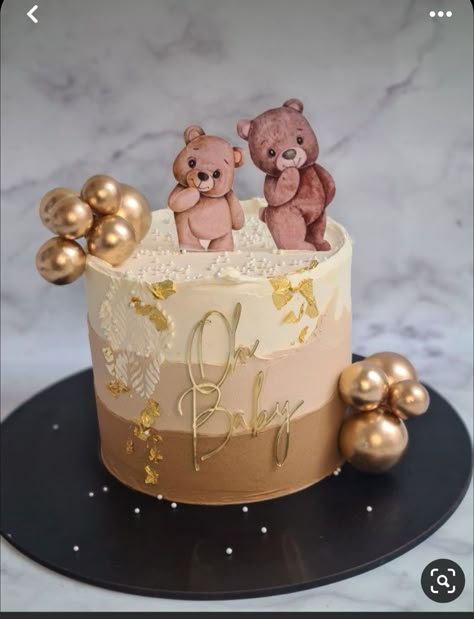 Teddy Themed Cake, Buttercream Bear Cake, Teddy Bear Cake Designs, Bear Cake Baby Shower Boy, Teddy Bear Baby Shower Cake Boys, Beige Baby Shower Cake, Teddy Bear Baby Shower Theme Cake, Bear Theme Baby Shower Cake, Teddy Bear Shower Cake