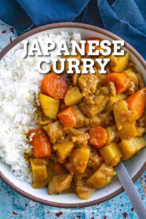 Japanese Curry Recipe, Japanese Chicken Curry, Chili Pepper Recipes, Homemade Hot Sauce, Spicy Chicken Recipes, Japanese Curry, Chinese Cooking Recipes, Cooking White Rice, Spicy Food