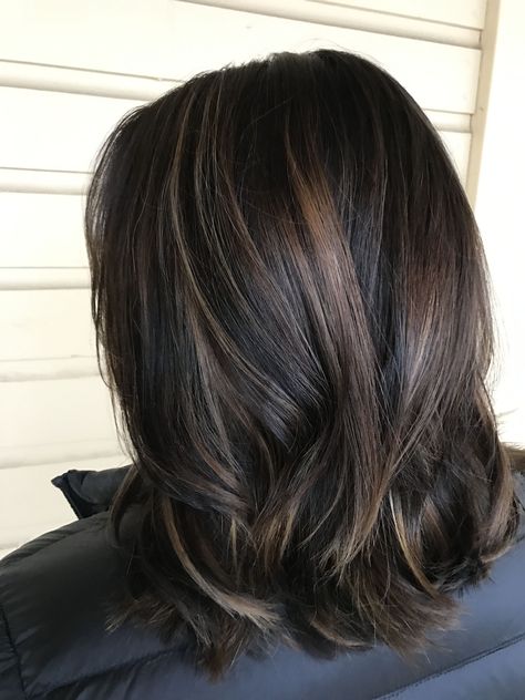 Balayage Black Hair Short, Balayage For Black Hair, Balayage Black Hair, Balayage On Black Hair, Balayage Black, Black Hair Short, Balayage Dark, Rambut Brunette, Black Hair Balayage