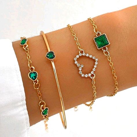 Emerald Green Gold Plated Bracelet Set Ancient Bracelet, Matching Ring Set, Minimalist Bangle, Jewelry Emerald, Preppy Bracelets, Silver Cuff Bangle, Green Bracelet, Sterling Silver Bead Bracelet, Adjustable Bangle Bracelet