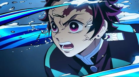 Demon Slayer Screenshots, Tanjiro Water Breathing, Water Breathing, Anime Demon Slayer, Japanese Men, Anime Sketch, Slayer Anime, Dragon Ball Super, Anime Demon