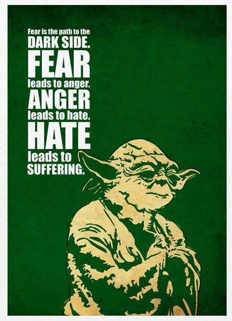 Yoda says that when Obi-won Kenobi and Qui-Gon Jinn Find Anakin Skywalker Fear Leads To Anger, Yoda Quotes, Star Wars Quotes, Master Yoda, Star Wars Film, The Force Is Strong, Star Wars Yoda, Love Stars, Chewbacca