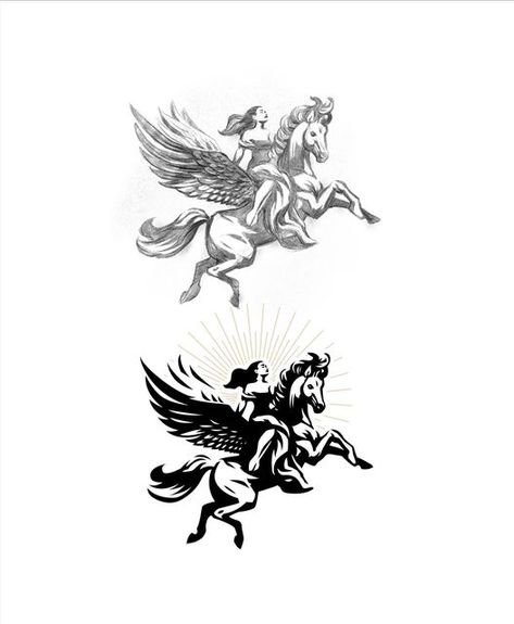 Winged Horse Tattoo, Pegasus Tattoo Stencil, Simple Pegasus Tattoo, Long Rib Tattoo, Horses Logo Design, Pegasus Tattoo Women, Pegasus Tattoo Design, Pegasus Constellation, Mustang Tattoo