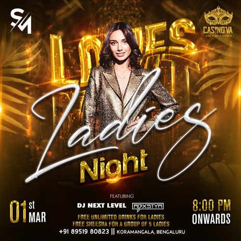 Ladies Night Party Flyer Ladies Night Flyer, Bar Flyer, Flyers Ideas, Ladies Night Party, Behance Design, Party Flyers, Ladies Night, Night Party, Party Flyer