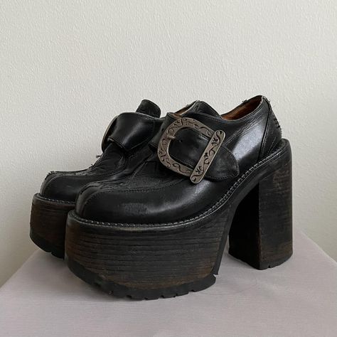 NOT AVAILABLE El Dante’s platforms in size 36.... - Depop Alternative Platform Shoes, Funky Platform Shoes, Platform Shoes Aesthetic, Spiky Platform Shoes, Platform Shoes 70s Vintage, 1970s Platform Shoes, Goth Outfit Inspo, Goth Fits, Grunge Accessories