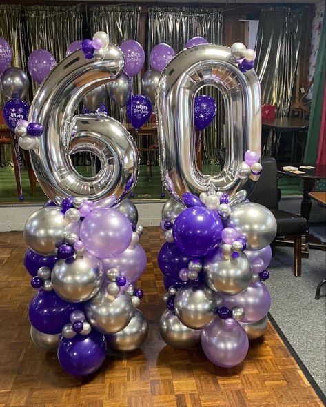 Lovely balloon decor for a 60th birthday party. #balloons #balloondecor #balloonstylist #birthdayparty #birthdaypartydecorations 60th Birthday Balloons, 60 Balloons, 70th Birthday Decorations, Birthday Party Balloons, 61 Birthday, 60th Birthday Party, Balloon Decor, 70th Birthday, 60th Birthday