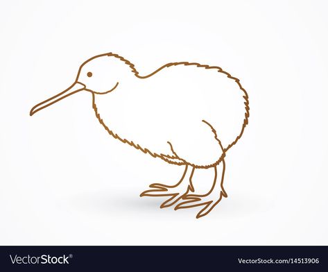 Kiwi Outline, Kiwi Bird Drawing, Kiwi Bird Tattoo, Cartoon Outline, Bird Outline, Bird Cartoon, Bird Drawing, Kiwi Bird, Birds Tattoo