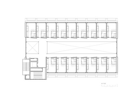 Gallery of Treehouse Coliving Apartments / Bo-DAA - 25 Treehouse Apartment, Magnetic Paint, Tree House Plans, Floor Plan Drawing, Student Housing, Plan Drawing, Apartment Plans, Ground Floor Plan, Interior Garden