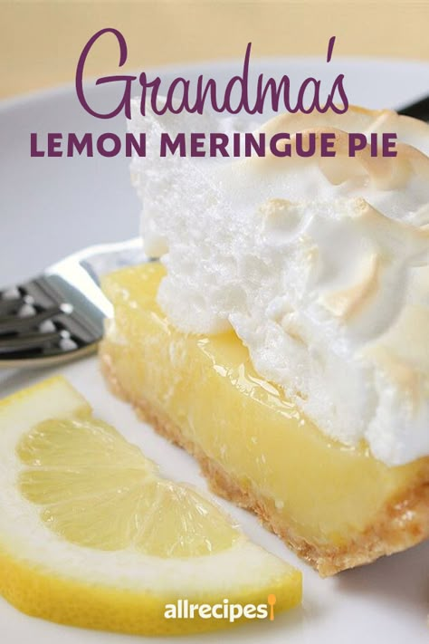 Grandma's Lemon Meringue Pie | "Excellent recipe! Nice and lemony, not too sweet with good proportions of curd and meringue. "  #pie #pierecipes #dessertrecipes #pies #howtobakepie #bestpierecipes Pavlova Decoration, Grandma's Lemon Meringue Pie Recipe, Lemon Meringue Pie Easy, Best Lemon Meringue Pie, Lemon Meringue Pie Recipe, Homemade Pie Recipes, Pavlova Dessert, Lemon Pie Recipe, Meringue Pie Recipes