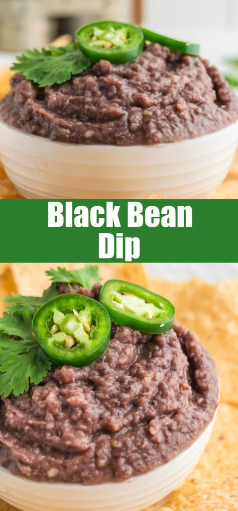 This is a super easy Black Bean Dip you can throw together in about 5 minutes! It is loaded with flavor and just the perfect amount of spice to keep you coming back for more. Black Bean Chip Dip, Dairy Free Bean Dip Recipes, Asada Chicken, Chips And Dip Recipes, Spicy Dip Recipes, Homemade Bean Dip, Tacos Barbacoa, Churro Recipes, Black Bean Spread