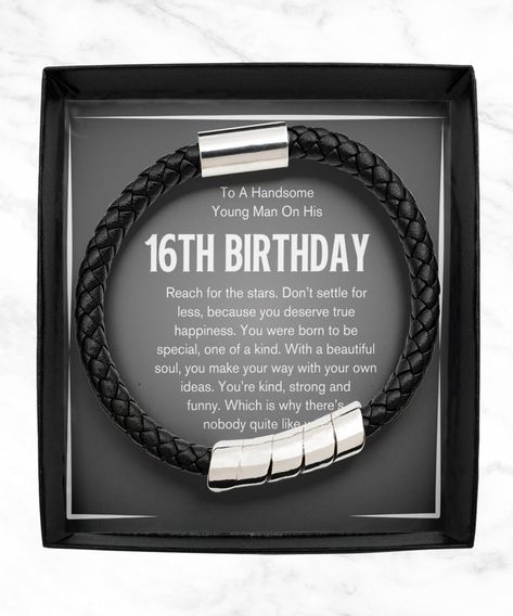 16th Birthday Gift, for Son, Grandson, Nephew, Godson, Teenage Boy Bracelet, 16th Birthday Boy, Sixteenth Birthday, Happy 16th Present Ideas by MakeLifeFunToday on Etsy Boy Bracelet, Dad Bracelet, Nephew Birthday, Sixteenth Birthday, Birthday Bracelet, 18th Birthday Gifts, Teen Birthday, 16th Birthday Gifts, Providence Ri