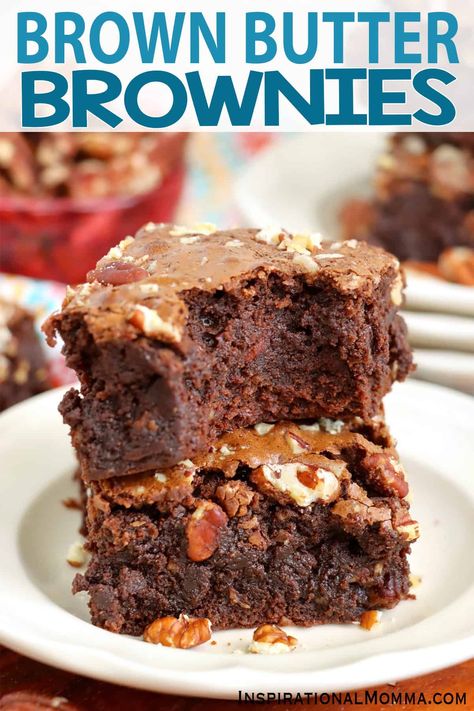 Brown Butter Brownies - Inspirational Momma Brown Butter Brownies, Chocolate Covered Blueberries, Brownie Desserts Recipes, How To Make Brownies, Butter Brownies, Best Brownies, Baked Chips, Fudgy Brownies, Fruit Tray