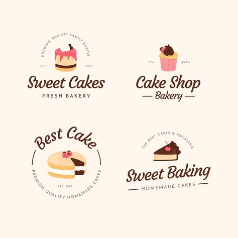 Logo Dessert, Cake Logos, Supermarket Logo, Dessert Logo, Baking Logo Design, Logo Cake, Logo Bakery, Cupcake Logo, Vintage Bakery