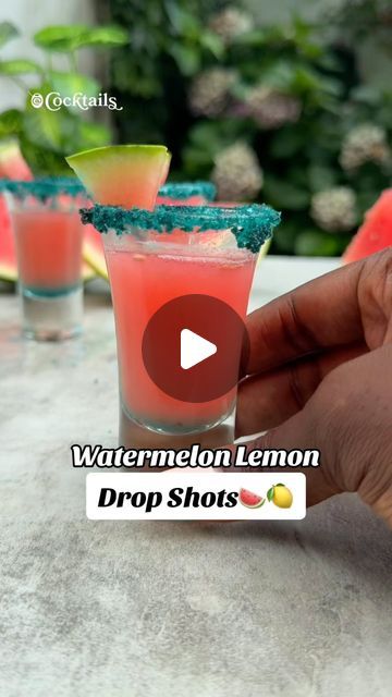 Cocktails (21+ to follow) on Instagram: "Sip into summer with these refreshing Watermelon Lemon Drop shots! A burst of watermelon and lemon in every shot is the perfect party starter🍉🍋 #lemondrop #shots #shotoclock #watermelon #summer" Watermelon Shots Alcohol, Non Alcoholic Shots, Melon Liquor Shots, Drinks With Watermelon Vodka, Watermelon Lemon Drop Cocktail, Watermelon Lemon Drop Martini, Watermelon Shots, Alcohol Punch, Lemon Drop Shots