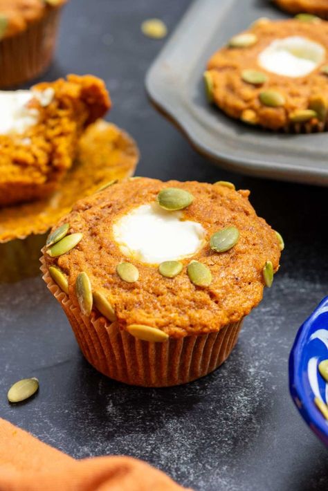 Sourdough Pumpkin Cream Cheese Muffins, Sourdough Treats, Sourdough Pumpkin, Best Pumpkin Muffins, Cheese Muffin, Sourdough Muffins, Pumpkin Cream Cheese Pie, Sourdough Starter Discard Recipe, Pumpkin Cream Cheese Muffins