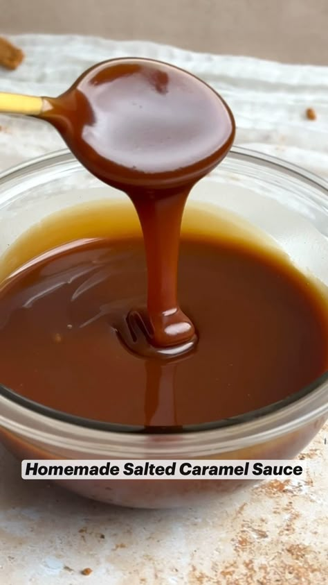 Looking for a rich and thick caramel sauce to make at home? This salted caramel sauce recipe is made from scratch with just 4 ingredients and is so easy to make at home. It's perfect for drizzling over desserts like apples, popcorn, cakes, or ice cream. Ready in minutes, this quick and simple sauce will elevate any sweet treat. Visit bakewithzoha.com for the recipe! Salted Caramel Dipping Sauce, Recipe Caramel Sauce, Diy Salted Caramel Sauce, Homemade Caramel Drizzle, Caramel Sauce For Cake Topping, Salted Caramel Drizzle, Salty Caramel Sauce, Foolproof Caramel Sauce, Salted Caramel Sauce For Coffee