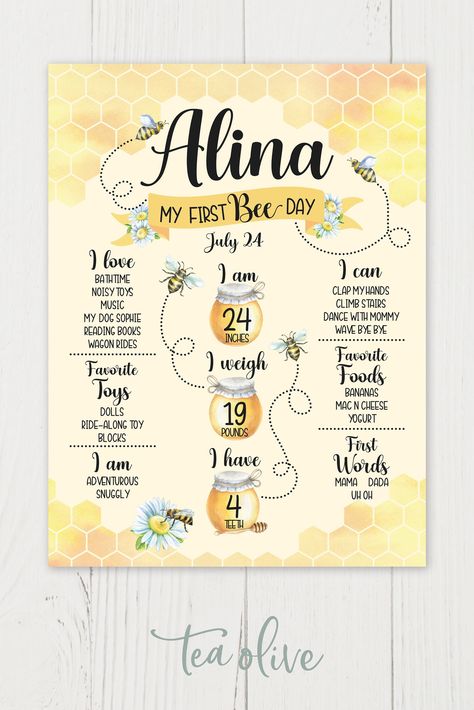 My First Bee Day, First Bee Day Party, Bee Day Party, Honey Bee Birthday, Bee First Birthday, First Bee Day, First Birthday Sign, Daisy Party, Bee Day