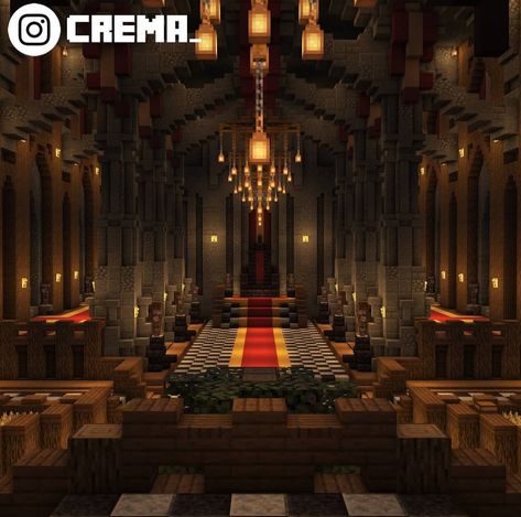 Minecraft Castle Designs Interior, Interior Castle Minecraft, Castle Room Minecraft, Dining Hall Minecraft, Minecraft Inside Castle Ideas, Minecraft Castle Interior Design, Minecraft Throne Room Ideas, Castle Designs Minecraft, Minecraft Cathedral Interiors