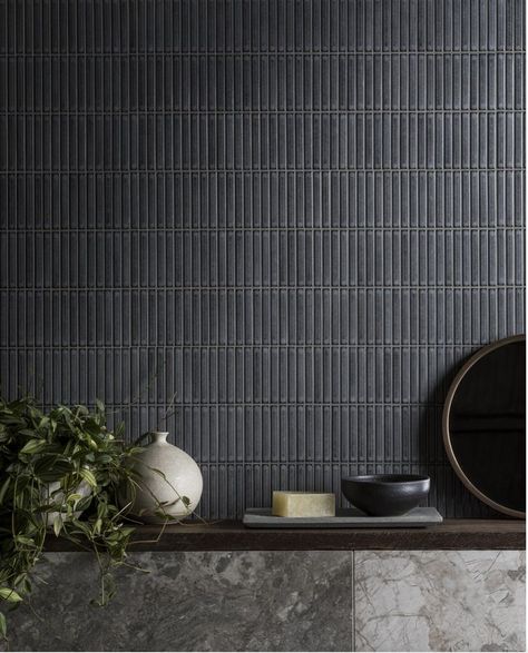 Grey Brick Tiles Bathroom, Grey Bathroom Floor Ideas, Bali Kitchen, Mountain Apartment, Kitchen Feature Wall, Japanese Tile, Marble Effect Tiles, Grey Wall Tiles, Mandarin Stone