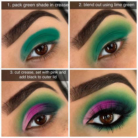 Complimentary Eyeshadow Colors, Purple And Green Eyeshadow Looks Step By Step, Green Eyeshadow Looks, Eyeshadow Looks Step By Step, Eye Makeup Guide, Eyeshadow Styles, Eyeshadow Ideas, Pretty Eye Makeup, Makeup Looks For Green Eyes