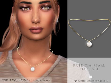 Sims 4 pearl pendant necklace with a gold chain. Sims 4 Jewelry Cc, Chokers For Kids, Sims 4 Jewelry, Sims 4 Cc Accessories, Sims Accessories, Cc Furniture, Christmas City, Sapphire Halo Ring, Simple Pearl Necklace