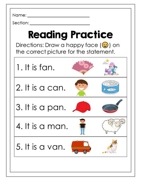 Sentence Reading Worksheets for Kindergarten and Grade 1 – Free Grade School Worksheets Sight Words Writing Worksheets, Kindergarten Phonics Worksheets Free Printables, Pp1 Worksheets, Reading Worksheets For Kindergarten, Phonic Worksheet, Cvc Sentences, Reading Practice Worksheets, Phonics Reading Passages, Grade 1 Reading