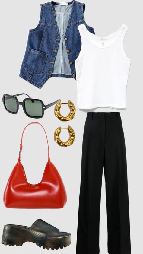 #outfitinspo #vintage #beauty #vibes #aesthetic #spring #denim #ootd #fashion Scorpio Wardrobe, Denim Ootd, Spring Denim, Aesthetic Spring, Warm Weather Outfits, Todays Outfit, Black Trousers, Summer 24, Connect With People