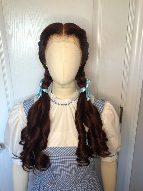 The Wizard of Oz Dorothy Human Hair Wig - Etsy Dorothy Wizard Of Oz Hair, Dorthy Wizard Of Oz Hair And Makeup, Dorothy Hair Wizard Of Oz, Dorothy Wizard Of Oz Makeup, Dorothy Hairstyle, Dorothy Makeup Wizard Of Oz, Dorothy Aesthetic, Dorothy Makeup, Dorothy Hair