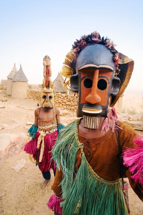 Africa, West Africa, Mali, Dogon Country, Bandiagara Escarpment, Masked Ceremonial Dogon Dancers Near Sangha Download this high-resolution stock photo by Gavin Hellier from Stocksy United. Mask Dance, Afrique Art, Afrikaanse Kunst, Art Premier, Art Disney, Masks Art, African Masks, African Culture, People Of The World