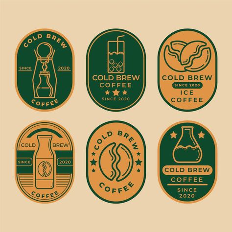 Coffee Labels Design, Cold Brew Design, Logo Coffee Design, Coffee Design Ideas, Coffee Shop Vintage, Food Label Design, Label Logo Design, Coffee Label Design, Coffee Logo Design