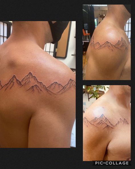 Mountain Tattoo Wrap Around, Mountain Wrap Tattoo, Mountains Wrap Around Tattoo, Long Mountain Tattoo, Mountain Forearm Tattoo, Mountain Range Tattoo, Arm Wrap Tattoo, Wrap Around Tattoo, Wrap Tattoo