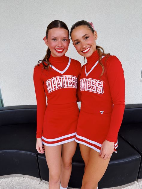 Red White And Blue Cheer Uniforms, Cheerleading Outfits Red And Black, Red And Gold Cheer Uniform, Red Cheer Uniforms, Red And Black Cheer Uniforms, Red Cheerleader Uniform, Cheer Costumes, Cheer Uniforms, Cheer Uniform