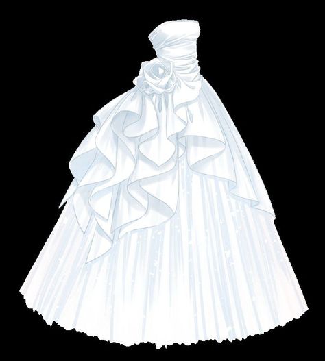 Wedding Dress Reference Drawing, Wedding Dress Drawing Reference, Anime Wedding Dress Art, Anime Wedding Dress Drawing, Gacha Wedding Dress, White Dress Drawing, Anime Wedding Dress, Wedding Dress Drawings, Vestidos Anime