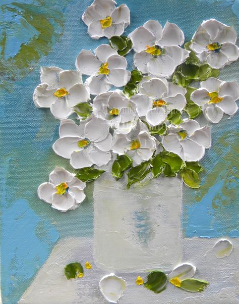 Daisy Oil Painting, Daisies In A Vase, Painting Daisies, Painting Daisy, Impasto Art, Acrylic Flower Painting, Pink Abstract Painting, Oil Pastel Paintings, Daisy Painting