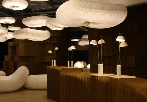 Wall Paper Cloud Ceiling, Paper Furniture, Cloud Lights, Canopy Lights, Luminaire Design, Modern Light Fixtures, Custom Lighting, Retail Design, Design Furniture