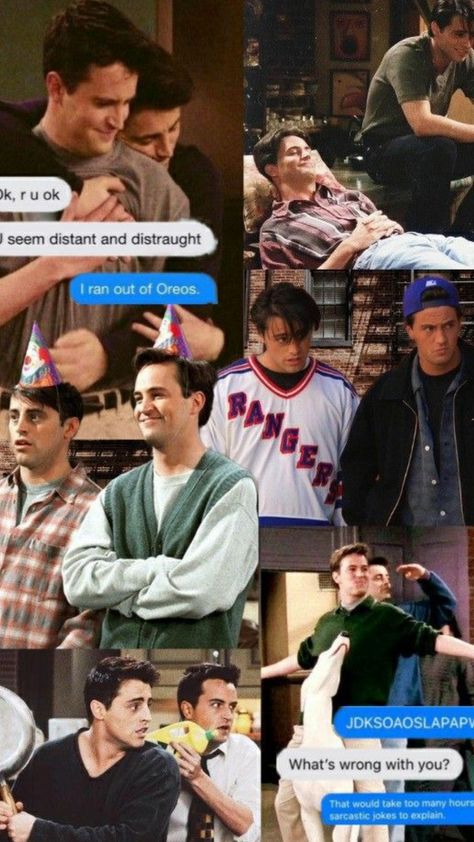 Chandler And Joey Quotes, Joey And Chandler Aesthetic, Joey Tribbiani And Chandler Bing, Joey Tribbiani Chandler Bing, Chandler Joey Wallpaper, Chandler From Friends, Joey Tribbiani Boyfriend Material, Joey Tribbiani Wallpaper Aesthetic, Joey Chandler Wallpaper