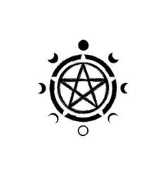 Triple Moon Pentacle Tattoo, Tattoo Star And Moon, Pentacle Drawing, Pentacle Tattoo, Mystic Logo, Moon Pentacle, Moon Vector, Wiccan Symbols, Circle Symbol