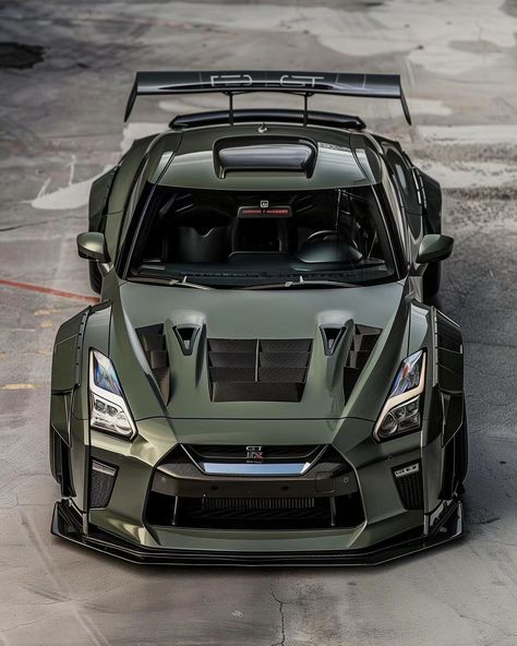 Nissan GT-R35 'Army Green' 😳 Skyline R35, Nissan Gt, Nissan Gt-r, Gt R, Army Green, Dream Cars, Nissan, Green