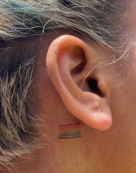 Lgbtqia Tattoo Ideas, Simple Lesbian Tattoo, Pansexual Tattoo Ideas, Pride Flag Tattoo, Subtle Pride Tattoo, Pansexual Tattoo, Gay Tattoo Ideas, Sapphic Tattoo, Bisexual Tattoo