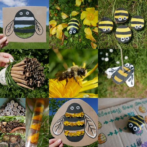 30 Spring activity ideas – Childsplayabc ~ Nature is our playground Bee Activity, Bee Conservation, Forest School Ideas, Nature Hunt, Bee Activities, Solitary Bees, Nature Collage, Youth Groups, Loose Parts