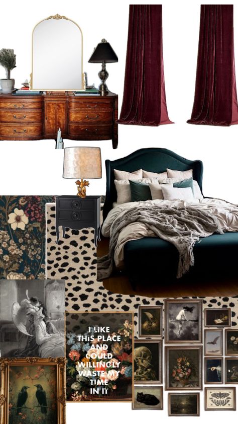 Moody Eclectic Bedroom, Bedroom Color Scheme Ideas, Moody Eclectic, Dusty Pink Bedroom, Dark And Moody Bedroom, Color Scheme Ideas, Grown Up Bedroom, Bedroom Vibes, Moody Bedroom