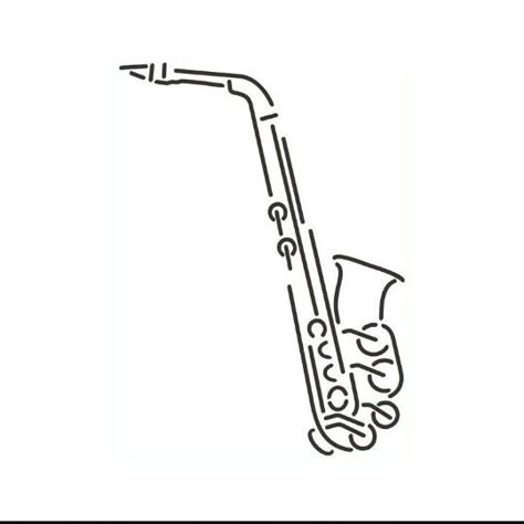 Saxophone tattoo Minimalist Saxophone Tattoo, Alto Sax Tattoo, Alto Saxophone Tattoo, Saxophone Drawing Simple, Saxophone Tattoo For Women, Saxophone Doodle, Sax Tattoo, Saxophone Tattoo, Saxophone Instrument