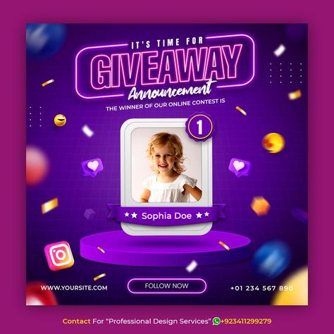 Baby Contest, Teaching Graphic Design, Social Media Contests, Digital Advertising Design, Winner Announcement, Online Contest, Digital Marketing Design, Social Media Post Template, Social Media Photography